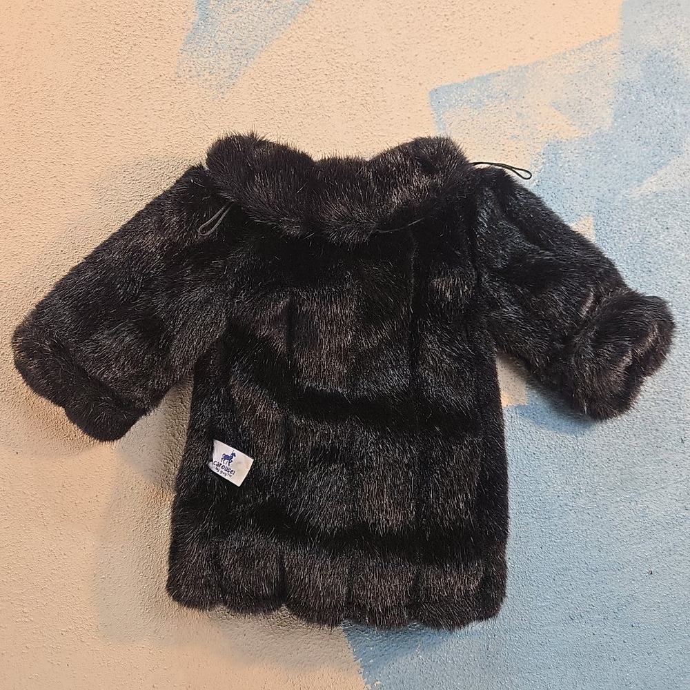 VTG Carousel By Guy Faux Fur Doll Coat Mink Black Jacket‎ 9x13" Stuffed Animal